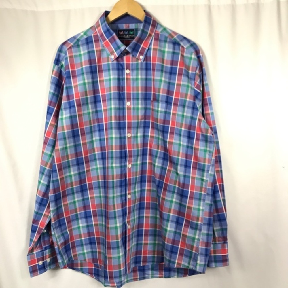 Charleston Threads Madras Plaid Button Down Shirt